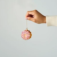 Sur La Table Pink Donut Glass Ornament, 2.3"