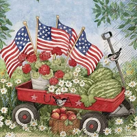 Patriotic Wagon Cocktail Napkins, Set of 20