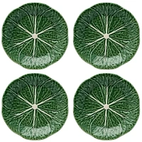 Bordallo Pinheiro Cabbage Green Dessert Plates, Set of 4