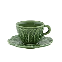 Bordallo Pinheiro Cabbage Coffee Cup & Saucer, Set of 4