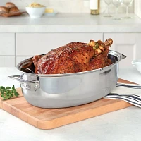 Viking 3-Ply Stainless Steel Oval Roaster with Rack, 8.5 qt.