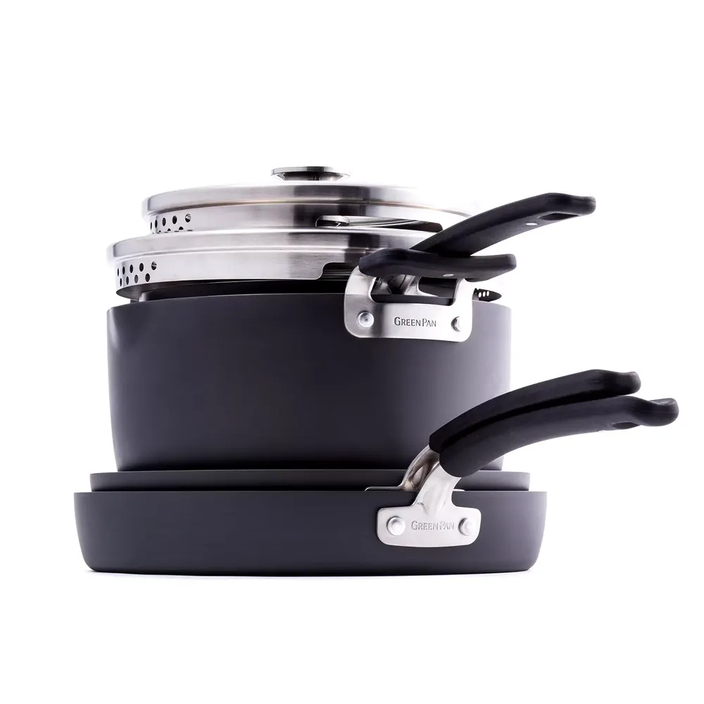 GreenPan Clip Series Ceramic Nonstick Frypan with Removable Handle - 8 in. Black