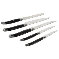 French Home 5-Piece Laguiole Kitchen Knife Set with Magnetic Display