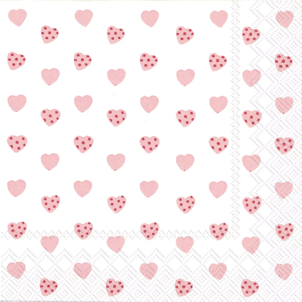 Red Hearts Paper Cocktail Napkins, Set of 20