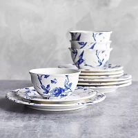 Sur La Table Blue Floral 12-Piece Dinnerware Set