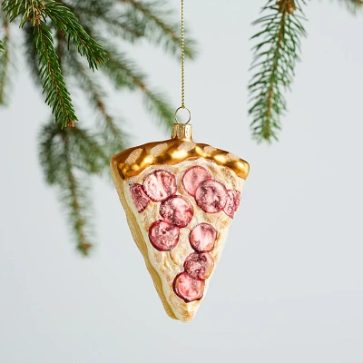 Sur La Table Pizza Slice Glass Ornament, 3.5"