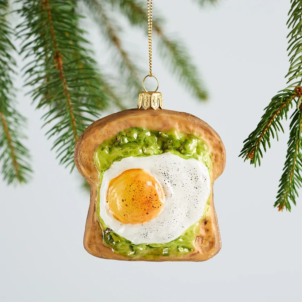 Sur La Table Avocado Toast Glass Ornament, 3.2"