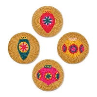 Sur La Table Glass Bead Ornament Coasters, Assorted Set of 4