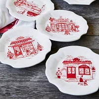 Sur La Table Snowy Lane Appetizer Plates, Set of 4