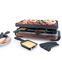 Swissmar Classic 8-Person Faux Wood Raclette with Reversible Cast Iron Grill Top