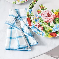 Sur La Table Blue Plaid Linen Napkins, Set of 4