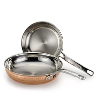 Lagostina Martellata Hammered Copper Skillets, 8" and 10" Set