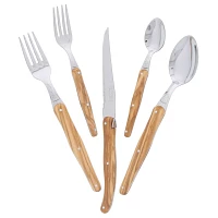 Dubost Olivewood Laguiole Flatware, Set of 20