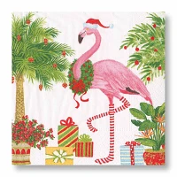 Caspari Christmas Flamingo Cocktail Napkins, Set of 20