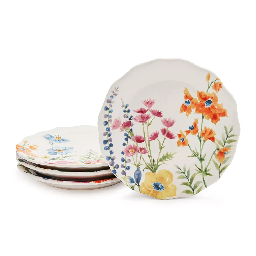 Sur La Table Garden Floral Appetizer Plates, Set of 4