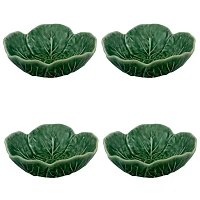 Bordallo Pinheiro Cabbage Green Bowls, Set of 4