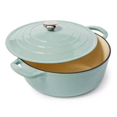Sur La Table Enameled Cast Iron Round Wide Covered Dutch Oven