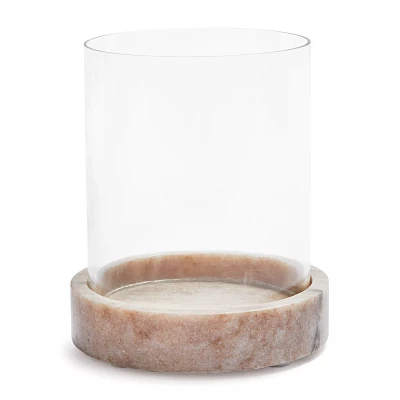 Sur La Table Beige Marble Hurricane Candleholders