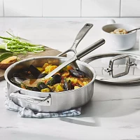 Demeyere Essential5 Stainless Steel Saute Pan with Lid, 3 Qt.