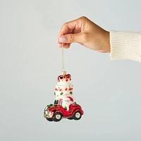 Sur La Table Truck with Cake Glass Ornament, 4.7"