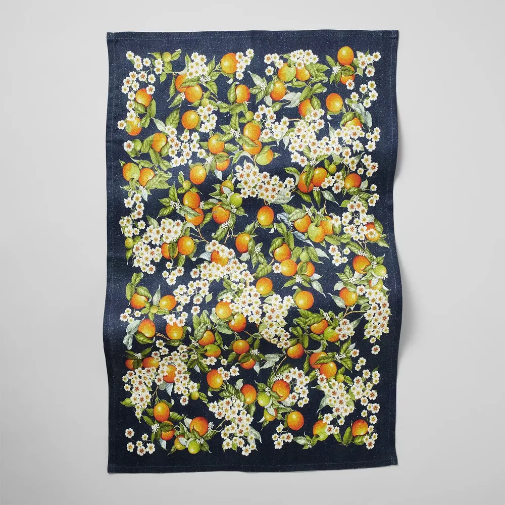 Sur La Table Orange Blossoms Linen Kitchen Towel