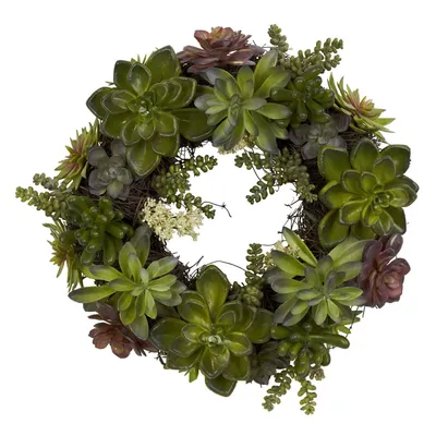 Nearly Natural Faux Succulent Wreath