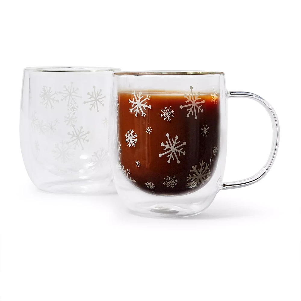 Sur La Table Snowflake Double-Wall Glasses