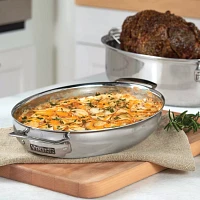 Viking 3-Ply Stainless Steel Oval Roaster with Rack, 8.5 qt.