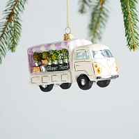 Sur La Table Flower Truck Glass Ornament, 4.6"