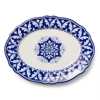 Sur La Table Nova Deruta Blue Peacock Oval Platter