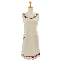 Sur La Table Red Embroidered Flowers Apron