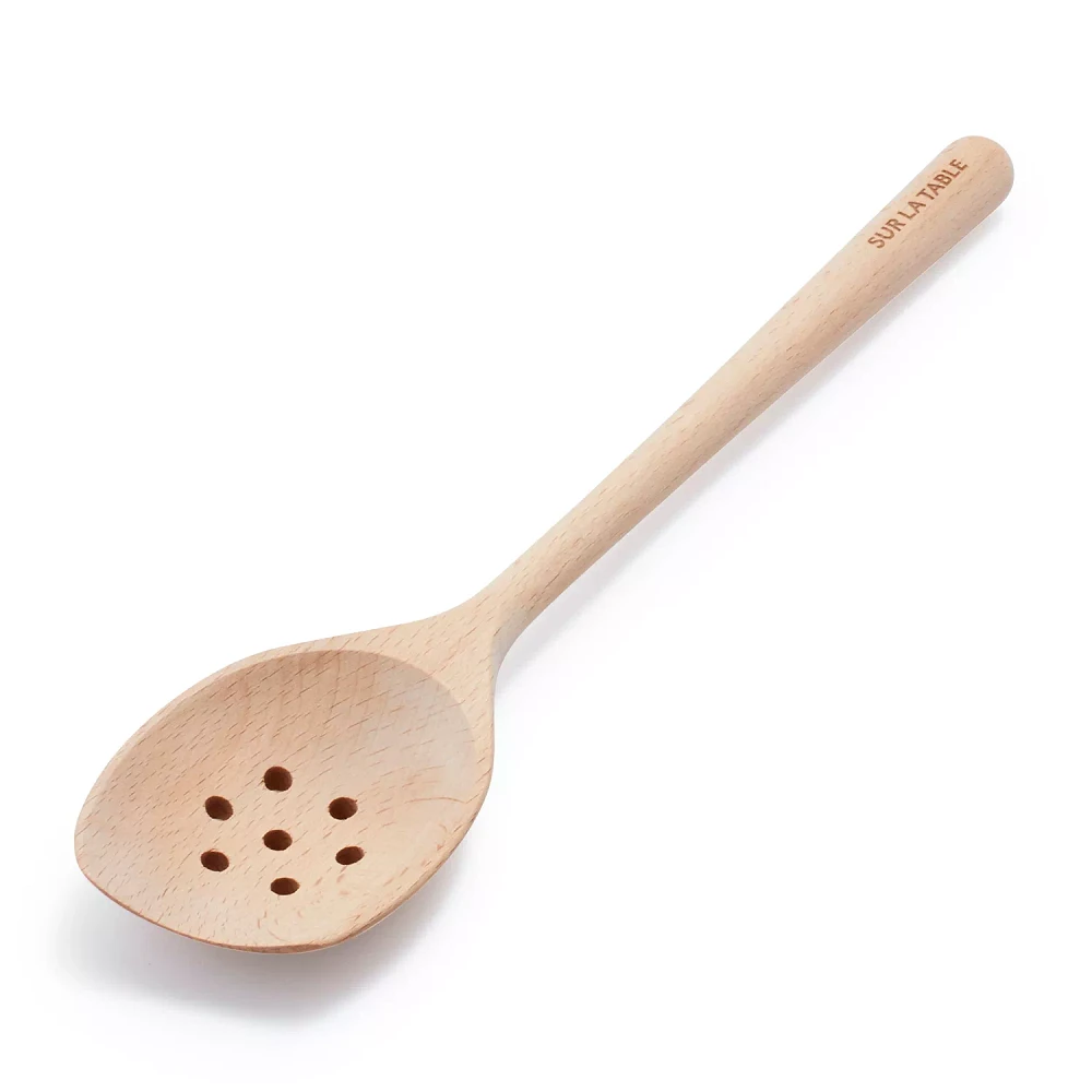 Sur La Table Beechwood Slotted Sauté Spoon