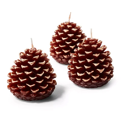 Sur La Table Figural Pinecone Candles, Set of 3