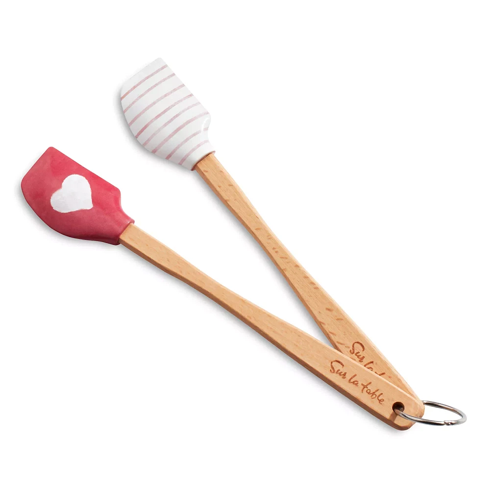 Sur La Table Heart Striped Mini Spatula, Set of 2