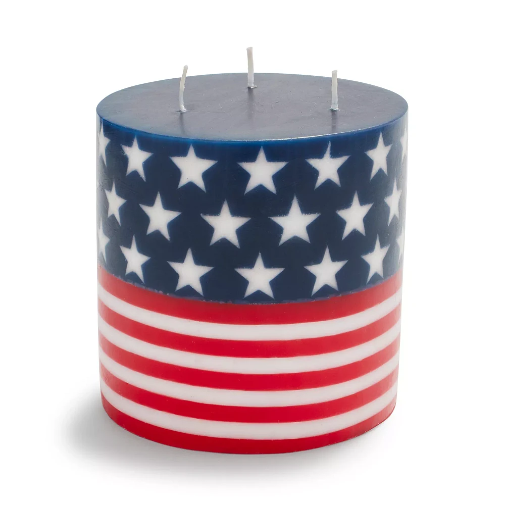 Sur La Table 3-Wick Flag Pillar Candle, 5"