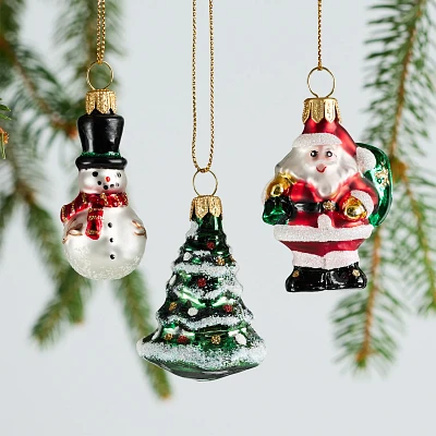 Sur La Table Holiday Glass Ornaments, Set of 3