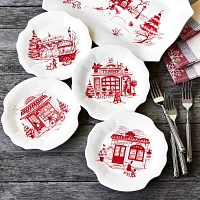 Sur La Table Snowy Lane Appetizer Plates, Set of 4