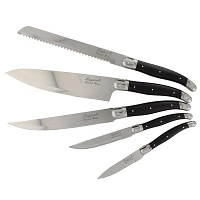 French Home 5-Piece Laguiole Kitchen Knife Set with Magnetic Display