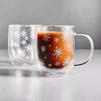 Sur La Table Snowflake Double-Wall Glasses