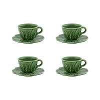 Bordallo Pinheiro Cabbage Coffee Cup & Saucer, Set of 4