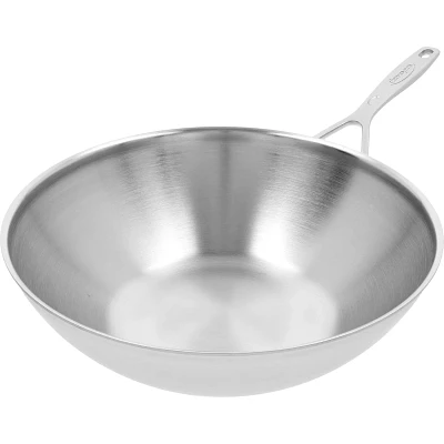 Demeyere Industry5 Stainless Steel Flat Bottom Wok, 12"