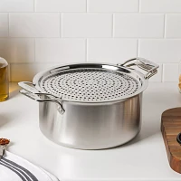 All-Clad D5 Brushed Stainless Steel Stockpot with Lid & Splatter Guard, 8 qt.