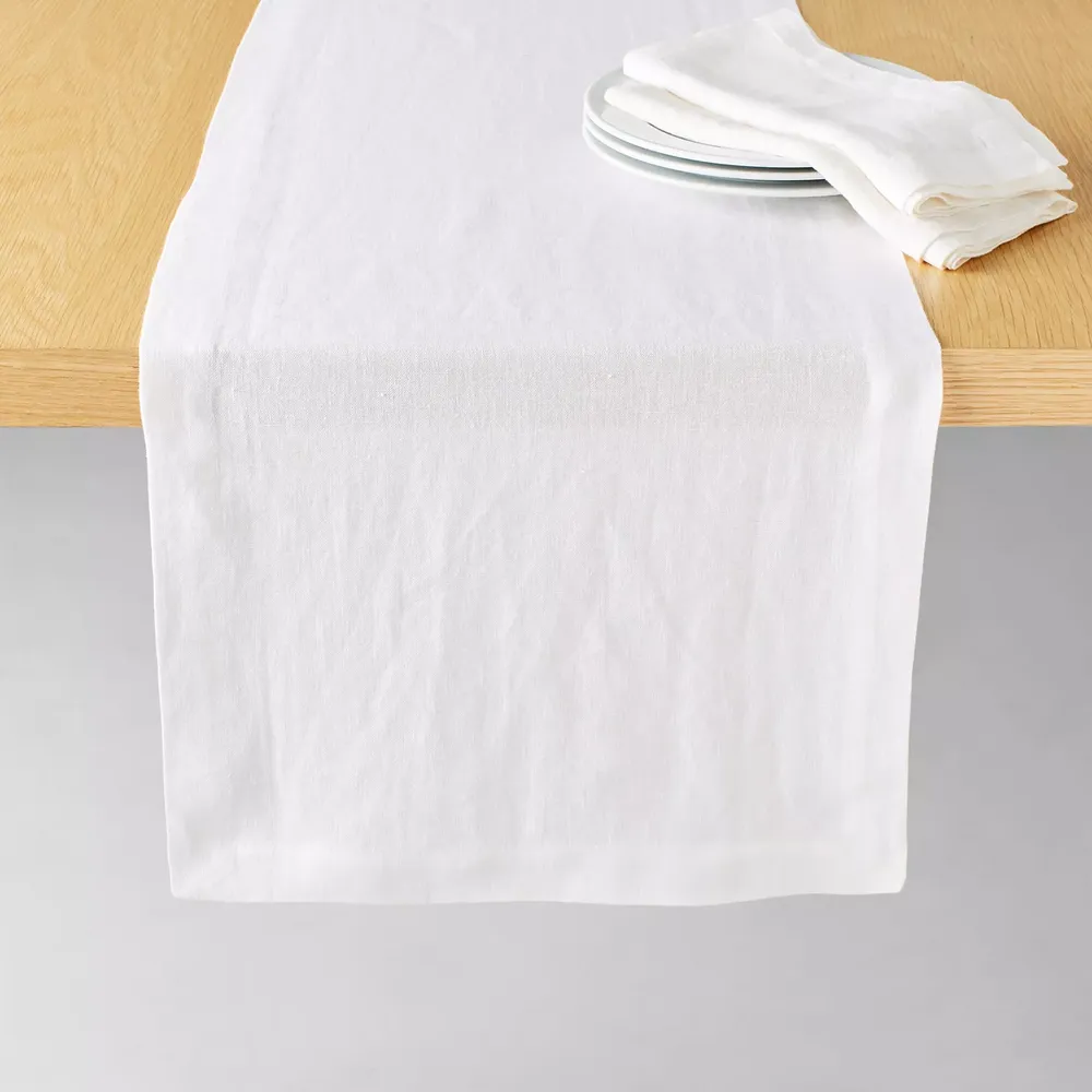 Sur La Table White Linen Table Runner