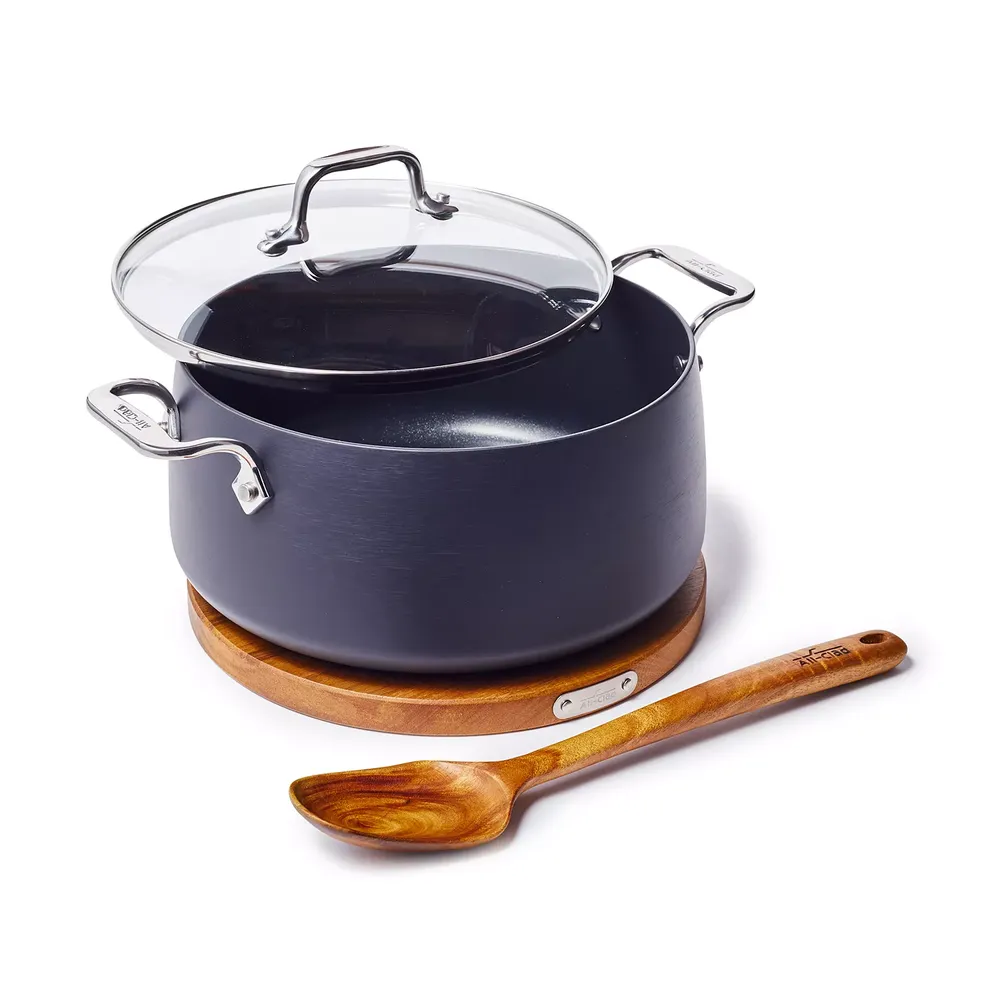 All-Clad HA1 Nonstick Dutch Oven with Acacia Wood Trivet & Spoon