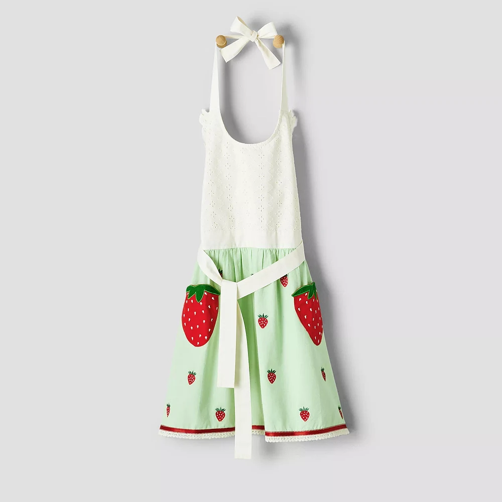 Sur La Table Wild Strawberry Embroidered Apron