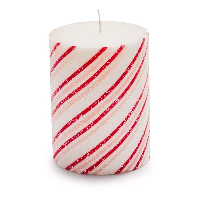 Sur La Table Peppermint Stripe Pillar Candles