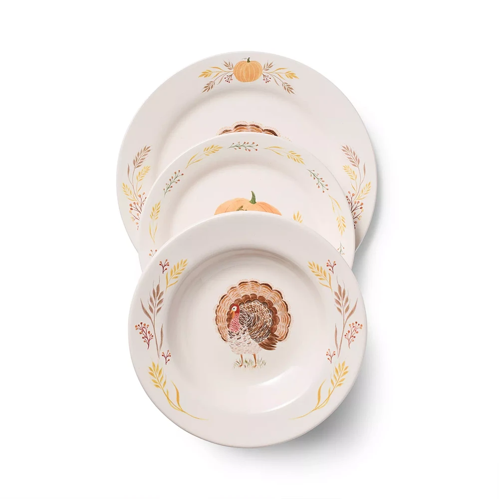 Sur La Table 12-Piece Turkey Thanksgiving Dinnerware Set