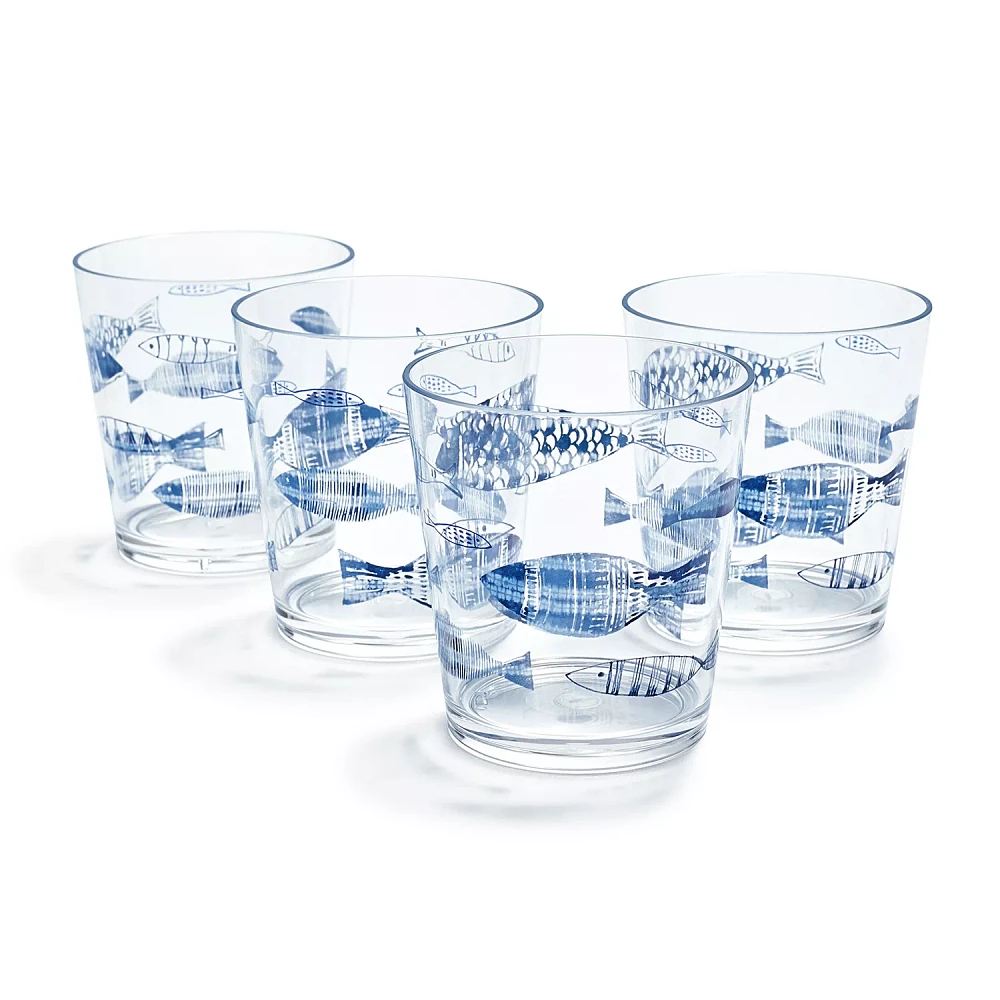 Sur La Table Fish Double Old Fashioned Glasses, Set of 4