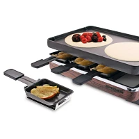 Swissmar Classic 8-Person Faux Wood Raclette with Reversible Cast Iron Grill Top