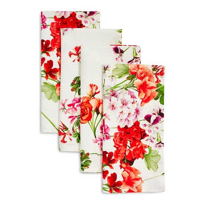 Sur La Table Red & Pink Floral Napkins, Set of 4